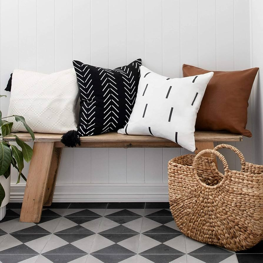 INSPIRED IVORY Boho Throw Pillow Covers - Set of 4 Decorative Farmhouse Pillow Cases for Living R... | Amazon (US)