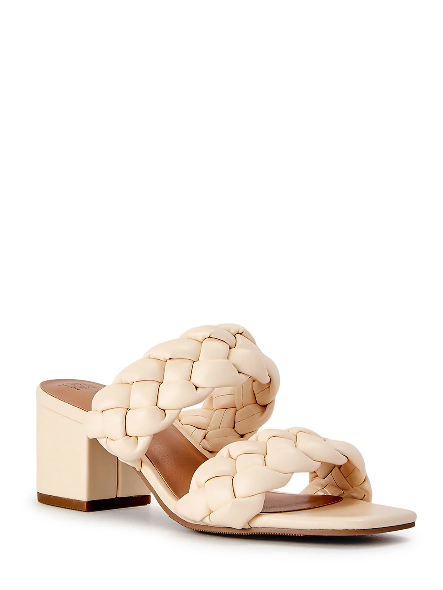 Time and Tru Women's Braided Block Heel Sandals - Wide Width Available - Walmart.com | Walmart (US)