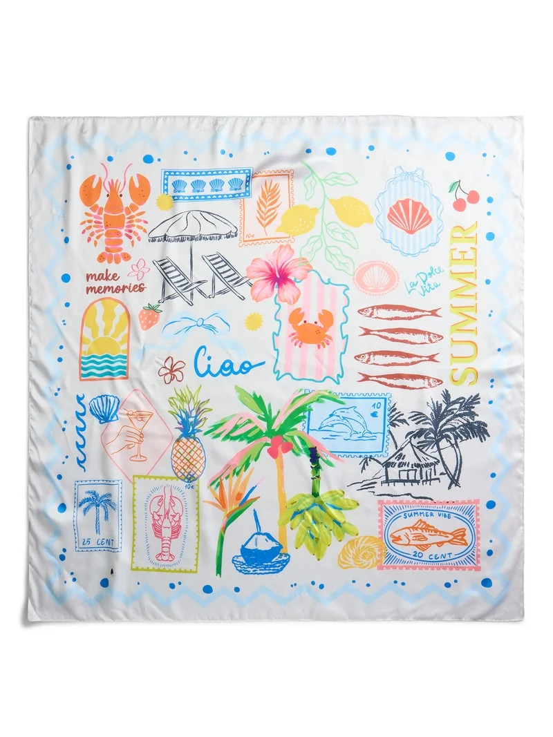 No Boundaries Printed Square Scarf, Women’s | Walmart (US)