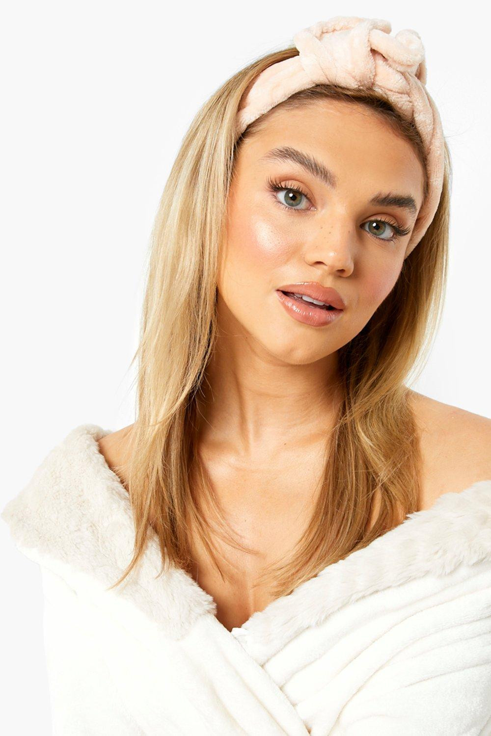 Womens Fluffy Spa Headband - Beige - One Size | Boohoo.com (US & CA)
