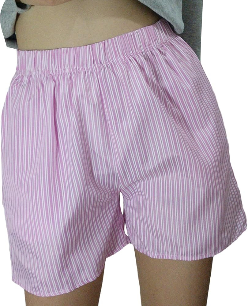 Women Pajamas Shorts Y2k Plaid Elastic Waist Boxer Pj Bottoms Casual Lounge Sleep Shorts | Amazon (US)