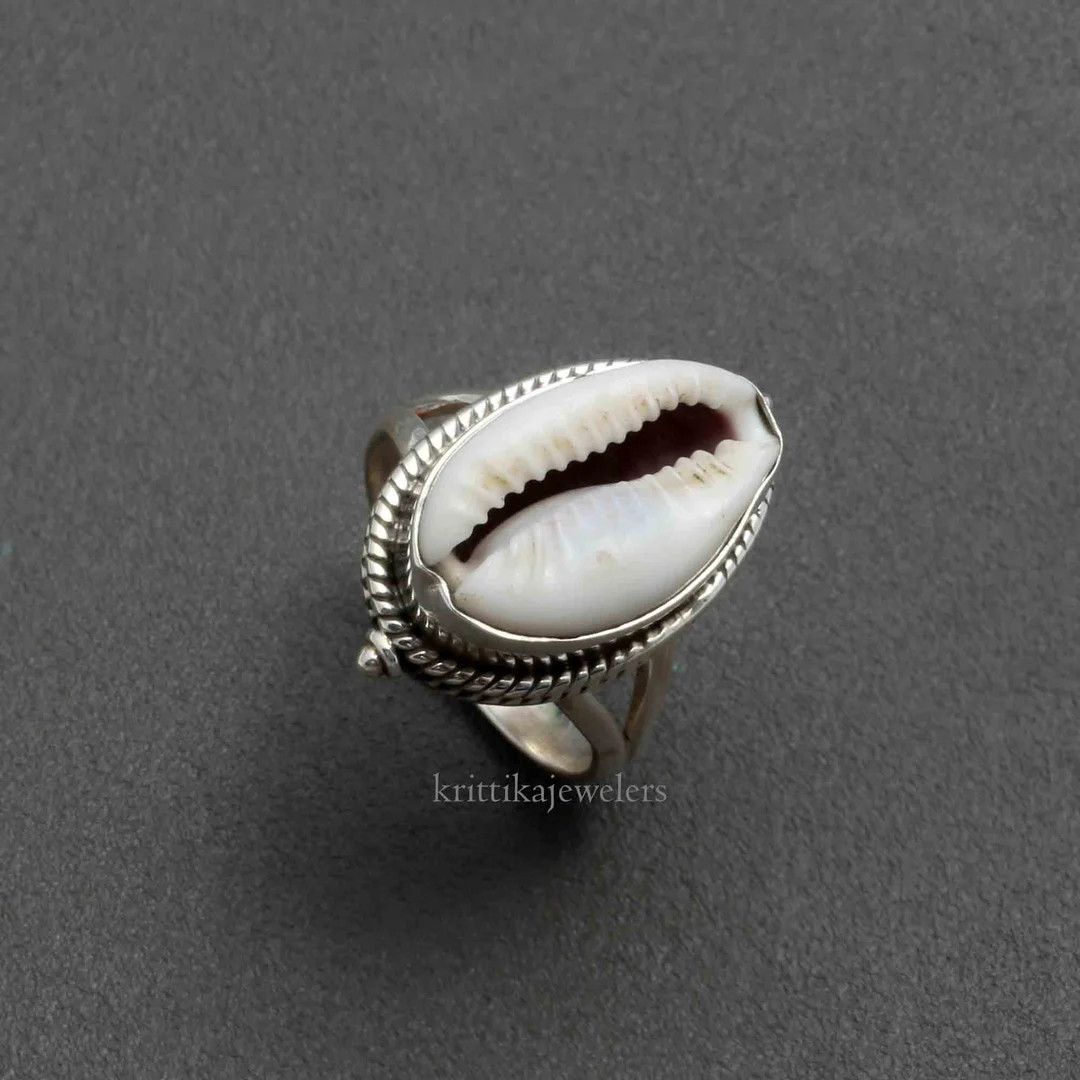 Cowrie Shell Ring, Stone Ring, 925 Sterling Silver, Women Ring, Dainty Ring, Natural Shell, Gemst... | Etsy (US)