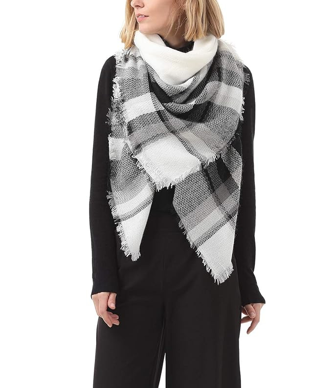 Zando Soft Warm Tartan Plaid Scarf Shawl Cape Blanket Scarves Fashion Wrap | Amazon (US)