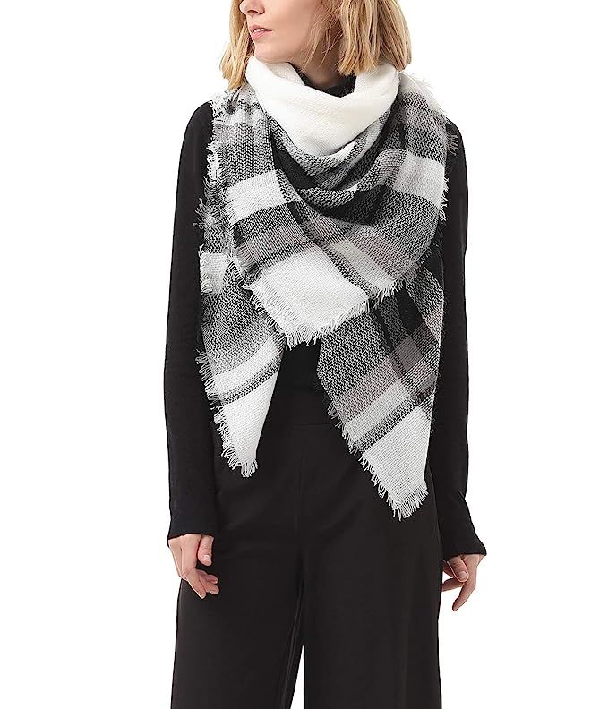 Zando Soft Warm Tartan Plaid Scarf Shawl Cape Blanket Scarves Fashion Wrap | Amazon (US)