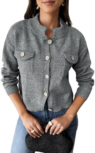 Angashion Women Knit Cardigan Sweater Fall Long Sleeve Button Casual Sweaters Winter Open Front O... | Amazon (US)