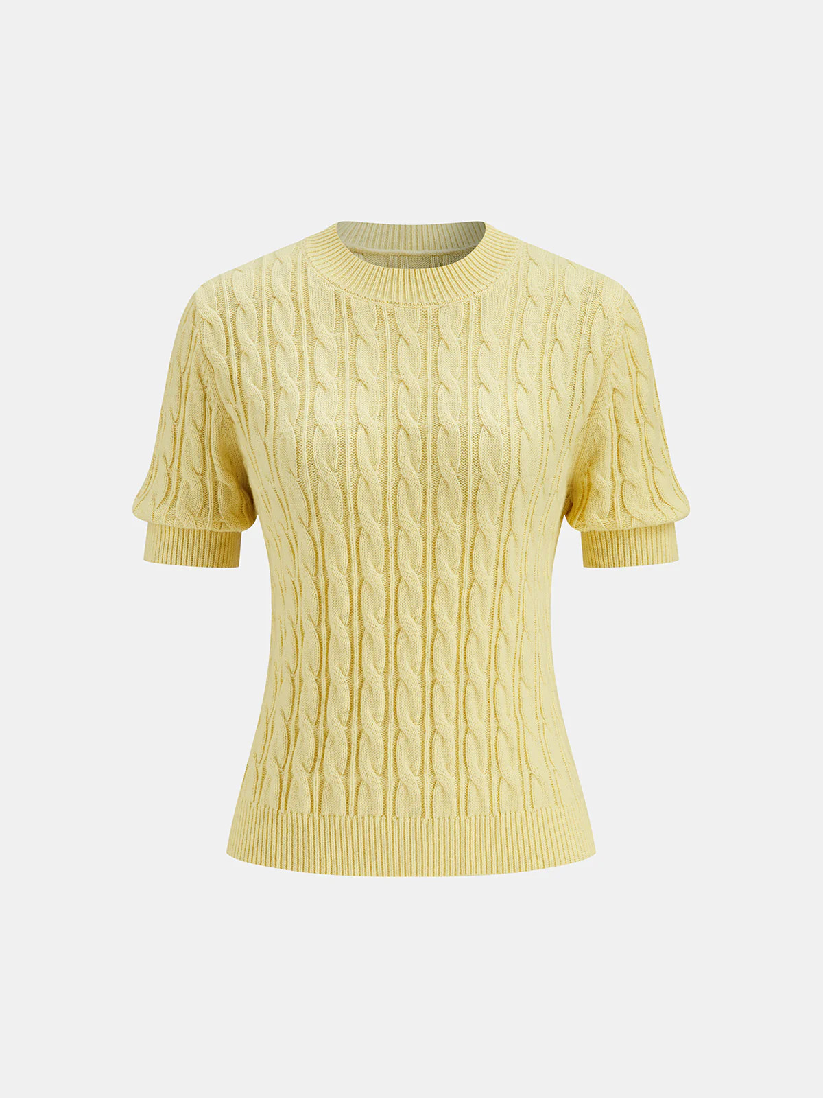 Cable Knit Short Sleeve Sweater | Commense