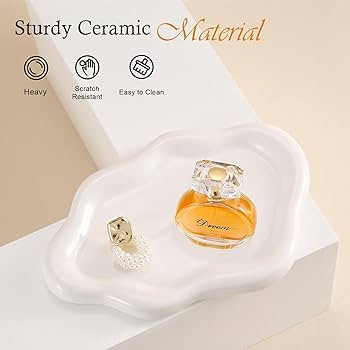 CCINPPY Ceramic Jewelry Tray Trinket Dish, Decorative Cloud Vanity Key Tray for Women, Ring Holde... | Amazon (US)