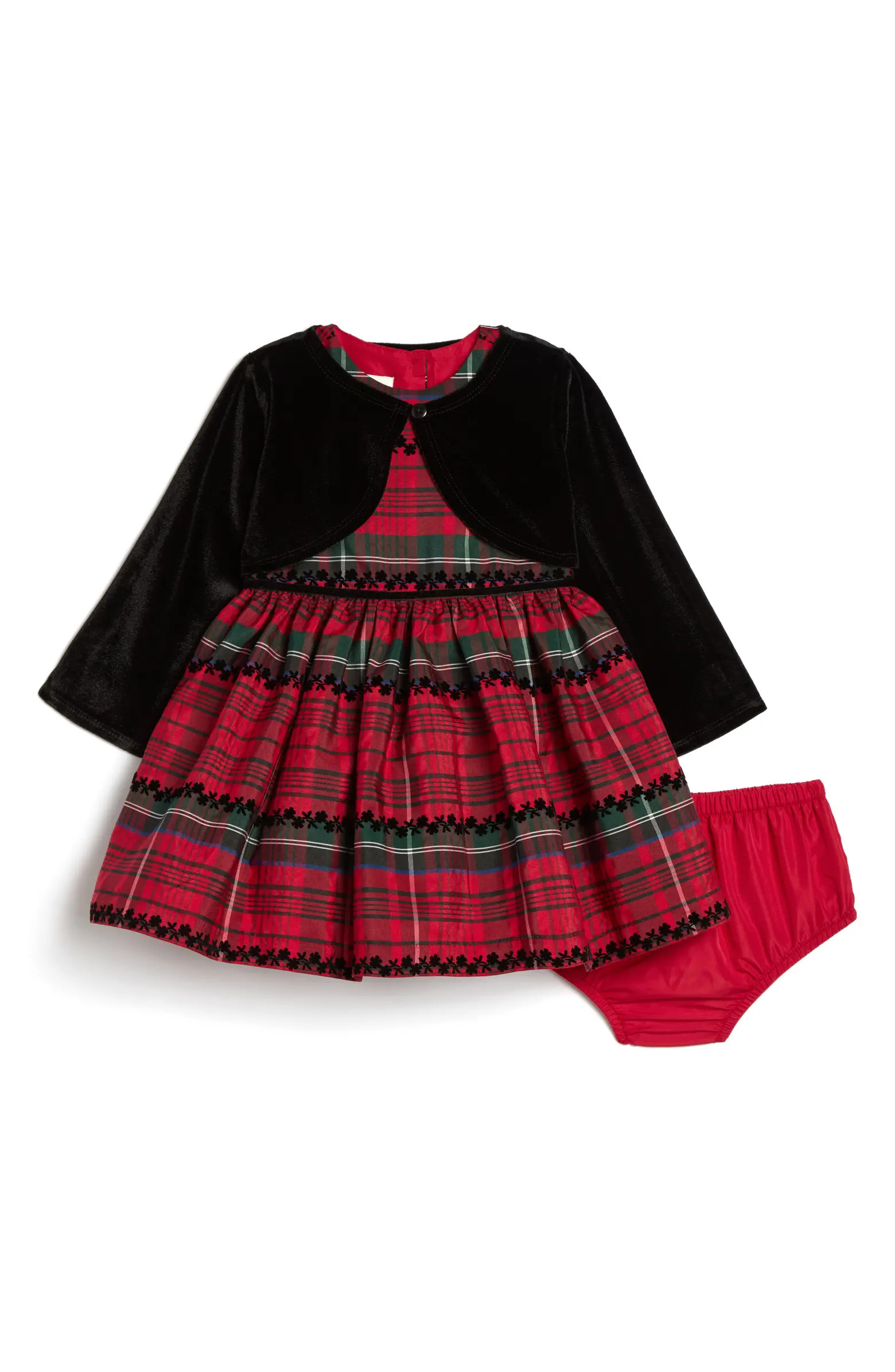 Emily Plaid Dress, Velvet Bolero & Bloomers Set | Nordstrom