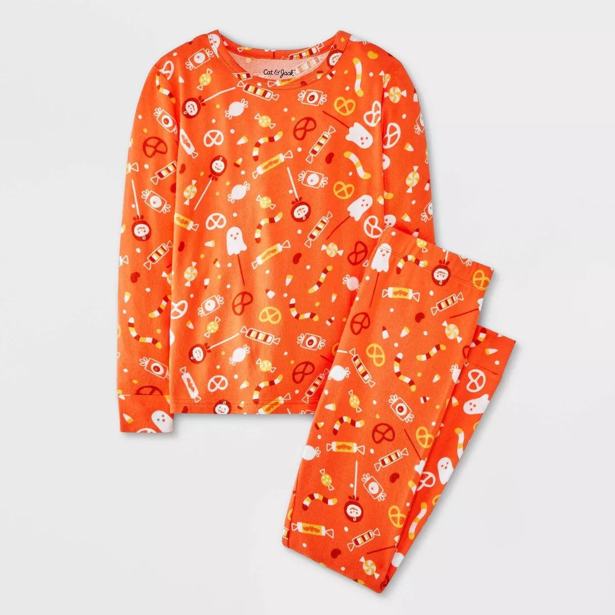 Kids' 2pc Halloween Soft Brushed Tight Fit Pajama Set - Cat & Jack™ Orange 8 | Target