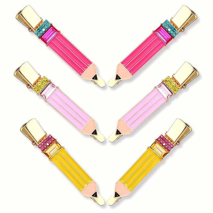 Pencil Hair Clip - 6 Pack Teacher Hair Clips Funny Pencil Hair Clips Back To Shool Hair Accessori... | Amazon (US)