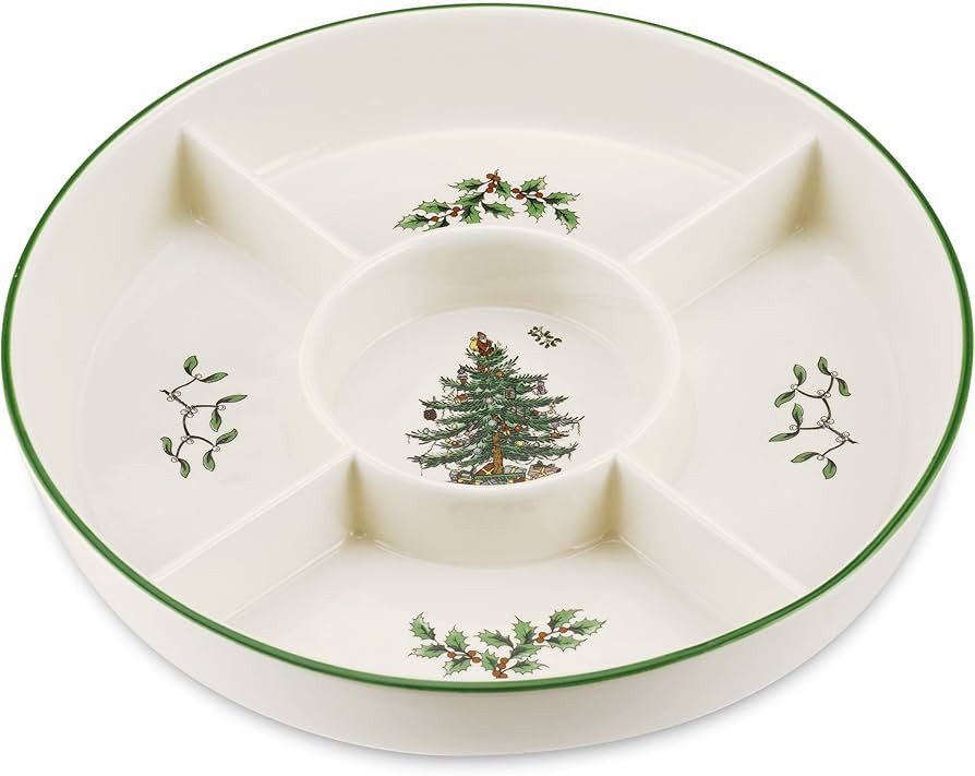 Spode Christmas Tree 5-Section Hors D'oeuvres Low Platter - 10" Porcelain Serving Plate for Holid... | Amazon (US)