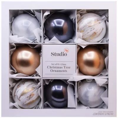Studio 3B™ Modern Glass Christmas Ornaments in Gold/Silver (Set of 8) | Bed Bath & Beyond | Bed Bath & Beyond
