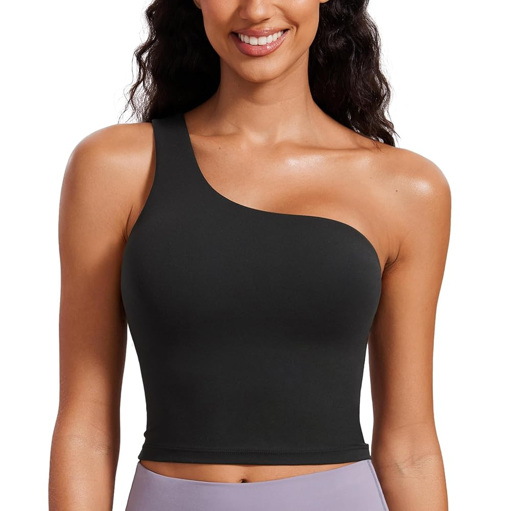 CRZ YOGA Butterluxe One Strap Longline Sports Bra for Women - Asymmetrical Yoga Crop Padded Worko... | Amazon (US)