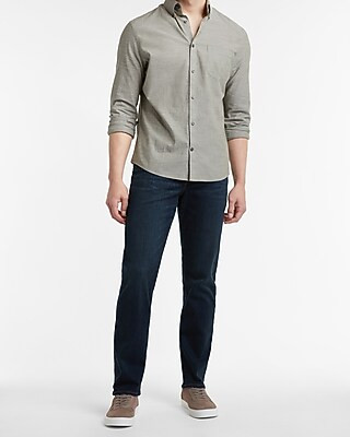 Straight Fit Dark Wash Temp Control Hyper Stretch Jeans | Express