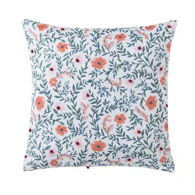 allen + roth Floral All Over Poppy Square Throw Pillow | Lowe's