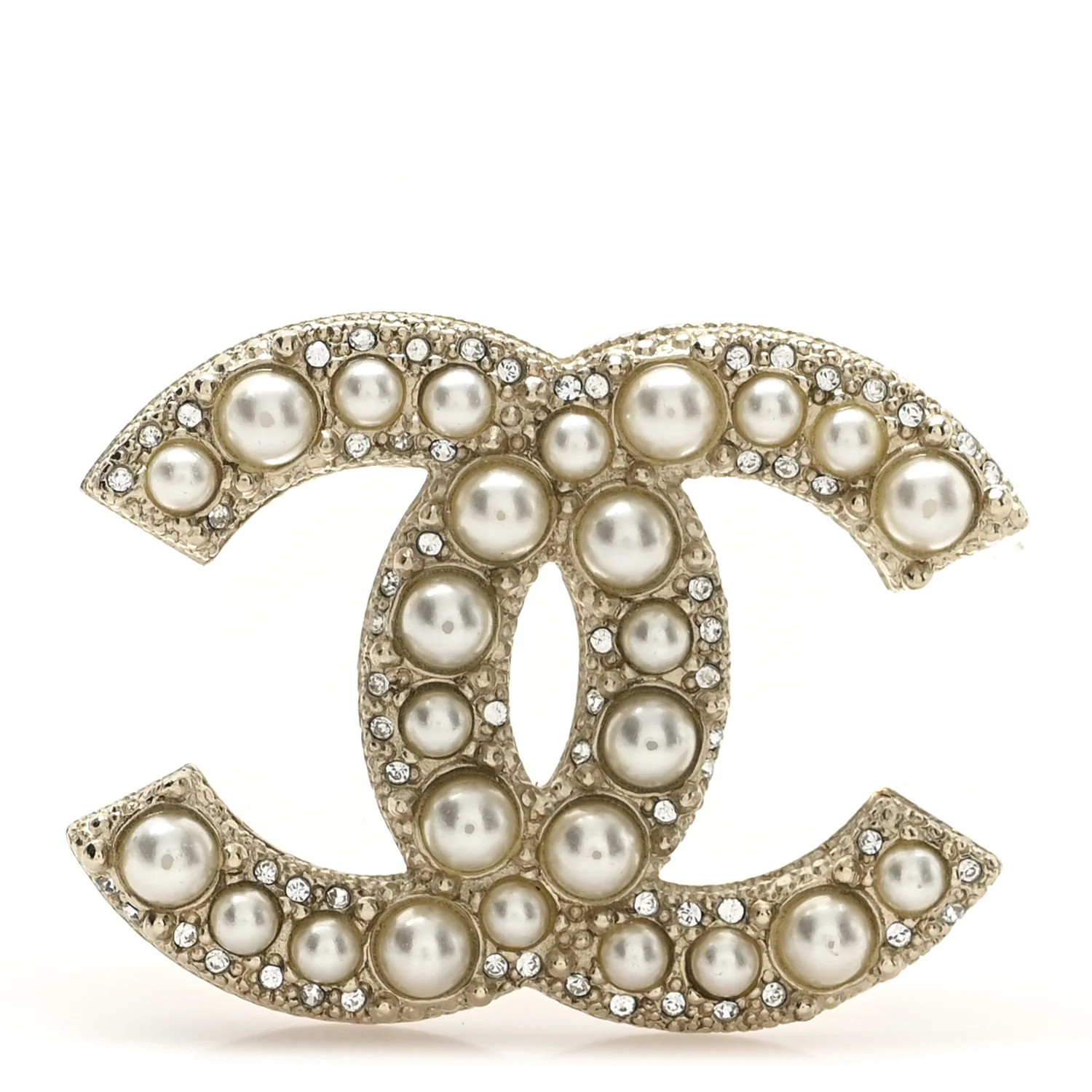 Chanel Metal Crystal Graduated Pearl CC Brooch Gold 1762153 | FASHIONPHILE (US)