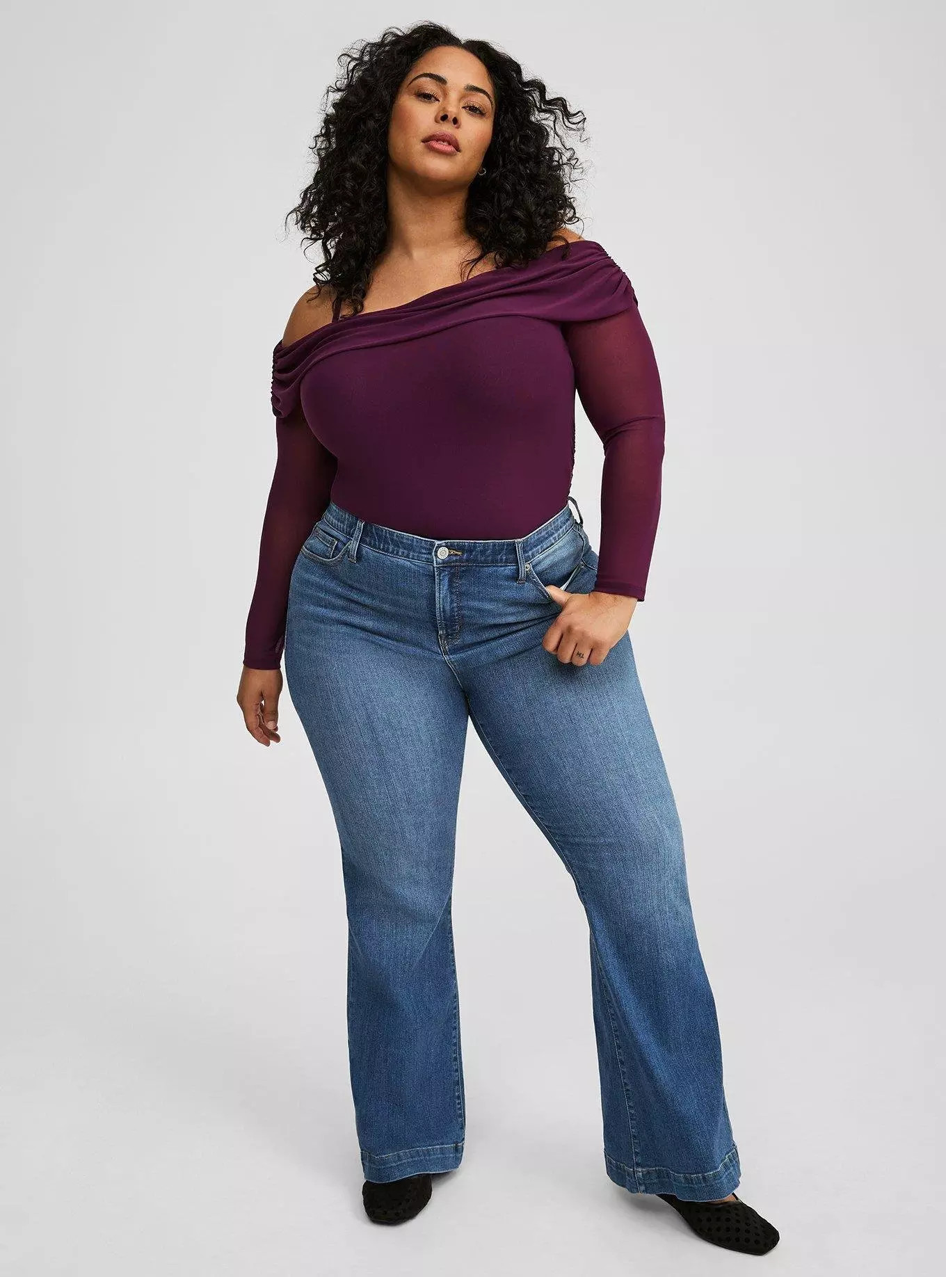 Mesh Off Shoulder Side Cinch Top | Torrid (US & Canada)