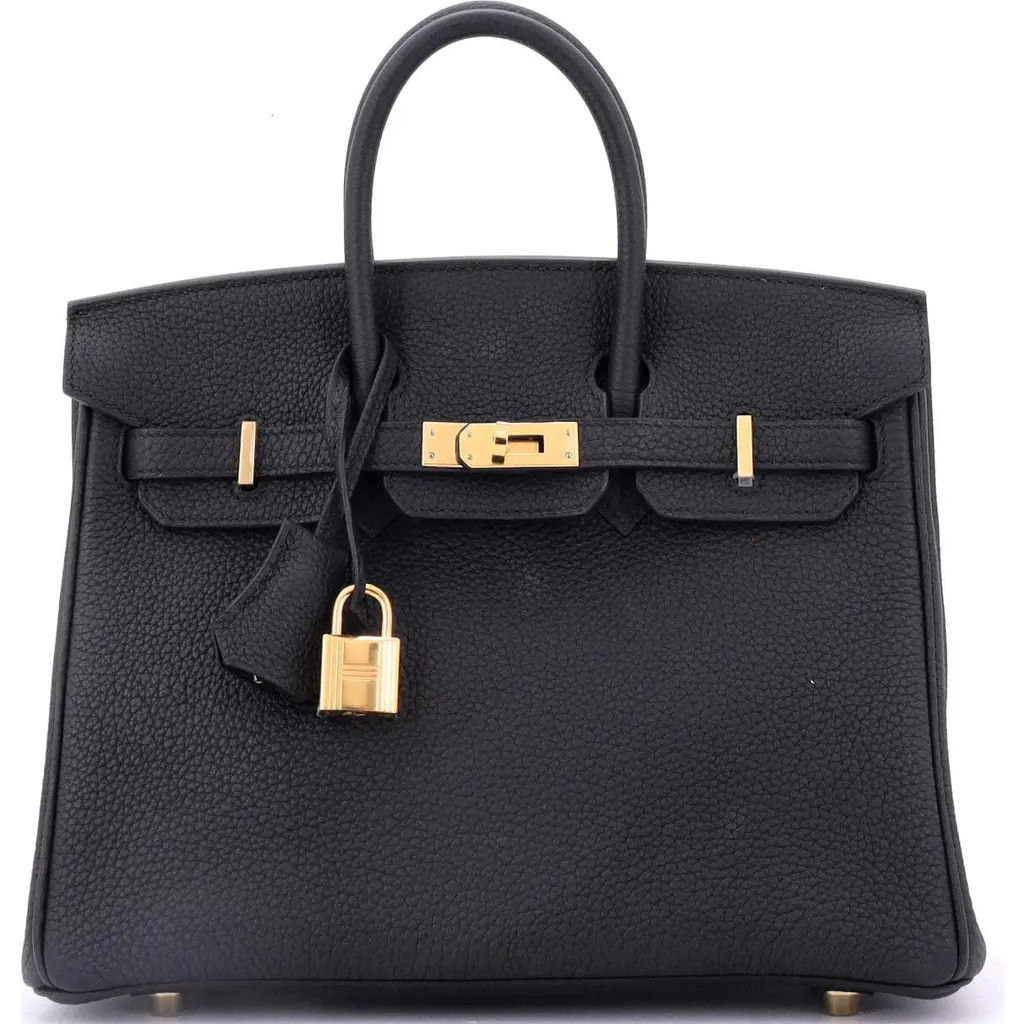 Pre-Owned Hermes Birkin Handbag Black Togo with Gold Hardware 25 in Noir at Nordstrom, Size Small | Nordstrom