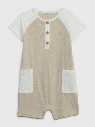 Baby 100% Organic Cotton Henley Shorty One-Piece | Gap (US)