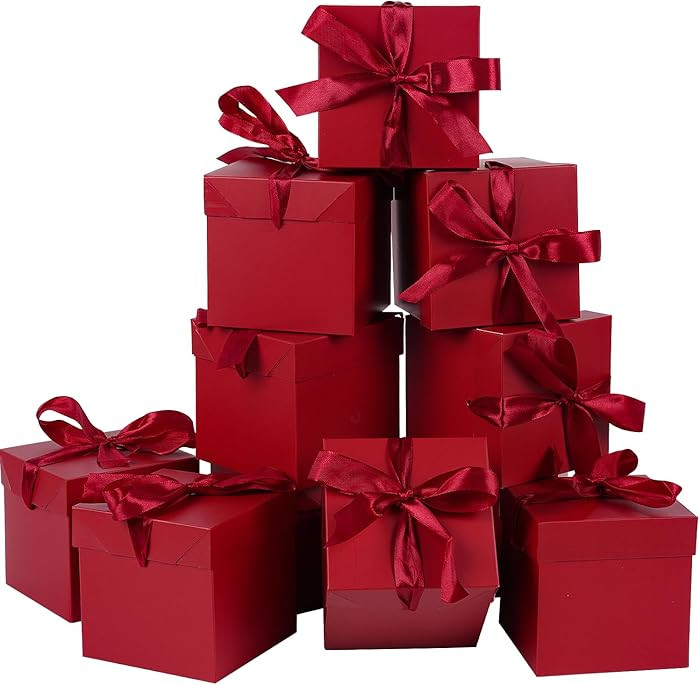 Elephant-package 12Pack Red 6Inch Gift Boxes with Lids, Squared Boxes with Lids Perfect for Chris... | Amazon (US)