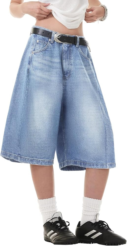 EMMIOL Jorts for Women Baggy Jeans Shorts Y2K Wide Leg Denim Shorts Grunge Streetwear | Amazon (US)