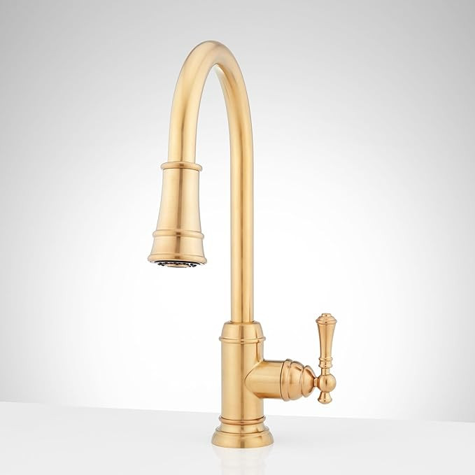 Signature Hardware 476858 Amberley 1.8 GPM Single Hole Pull Down Kitchen Faucet - Brushed Gold | Amazon (US)