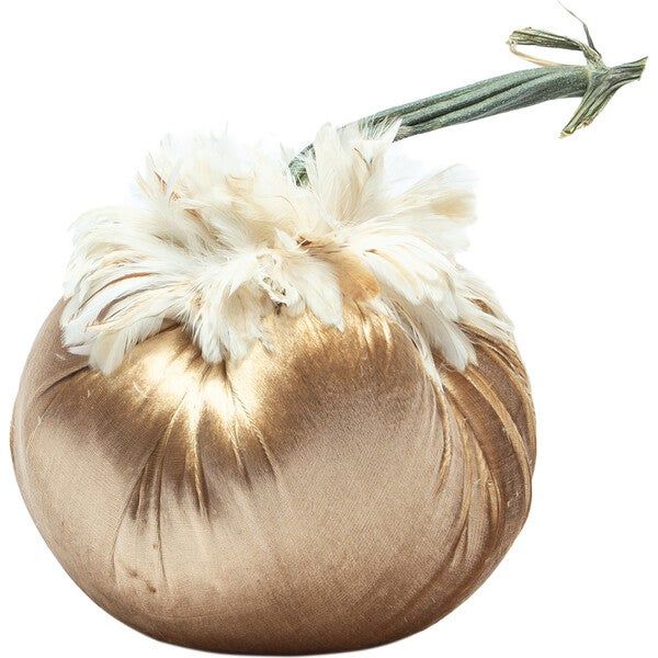 Feathered Velvet Pumpkin, Brass | Maisonette