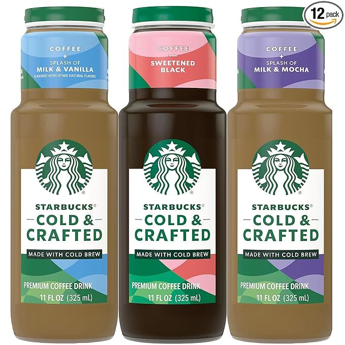 Starbucks Cold & Crafted Coffee, 3 Flavor Variety Pack, 11oz Bottles, (12 Pack) | Amazon (US)