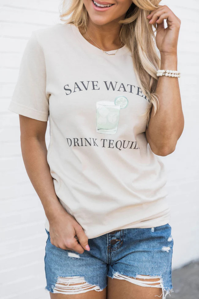 Save Water Drink Tequila Graphic Tee | The Pink Lily Boutique