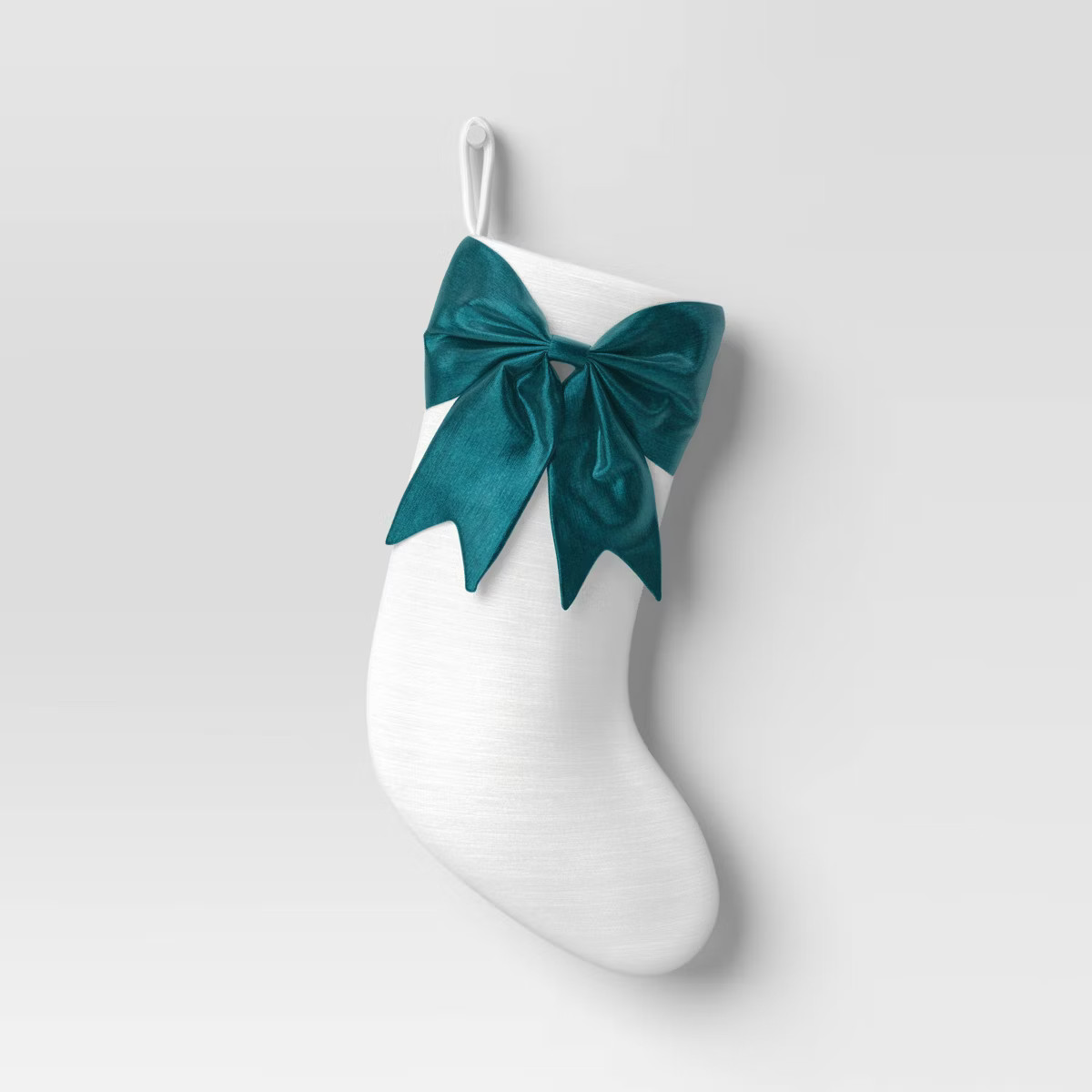 21" Christmas White Stocking with Bow Green - Wondershop™ | Target