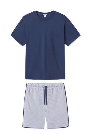 Men's Pima Pajama Shorts Set in Classic Navy | Lake Pajamas