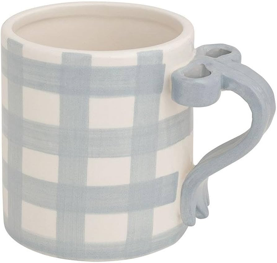 Mud Pie Ceramic Gingham Bow Handle Mug | Amazon (US)