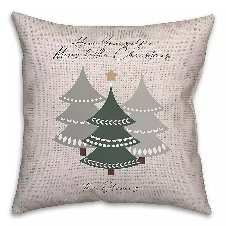 Personalized Neutral Merry Little Christmas Pillow | Kirklands Home | Kirklands