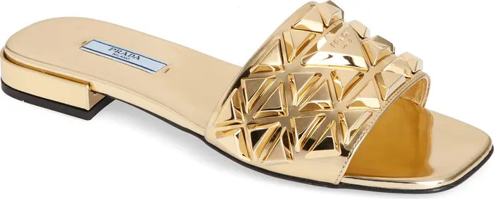 Studded Metallic Leather Slide Sandal | Nordstrom