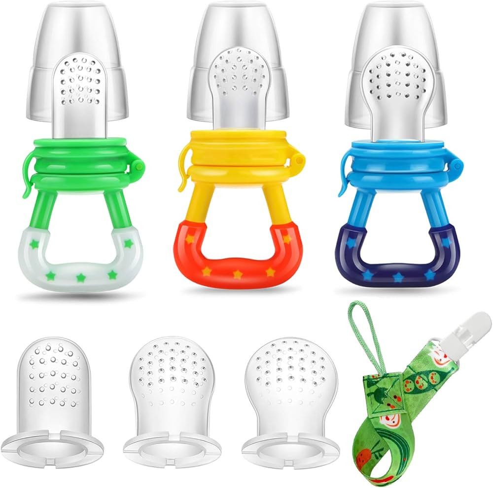 PandaEar Baby Fresh Fruit Food Feeder Pacifier (3 Pack) |Training Massaging Toy Teether| Food Gra... | Amazon (US)