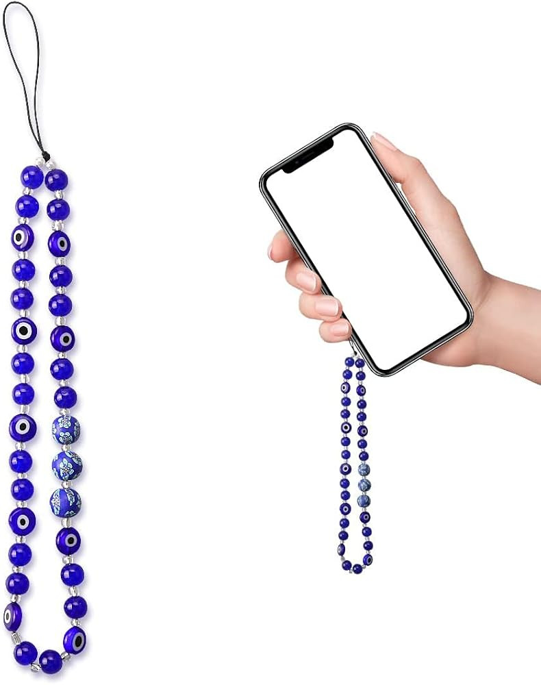 Jagowa Beaded Phone Lanyard, Evil Eye Phone Chain Gemstone Cell Phone Charm String Strap Keychain... | Amazon (UK)