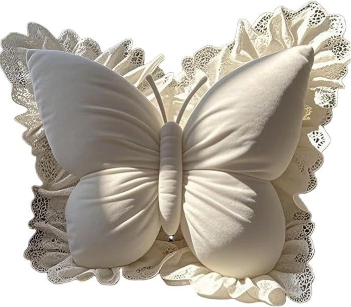 Butterfly Sofa Pillow Animal Floor Reading Pillow Car Cushion (Off White, 50cm) | Amazon (US)