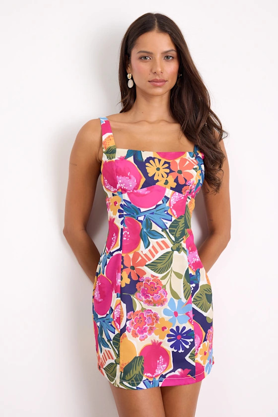 Exuberant Chicness Multi Floral Sleeveless Mini Dress | Summer Outfits For Pool | Lulus