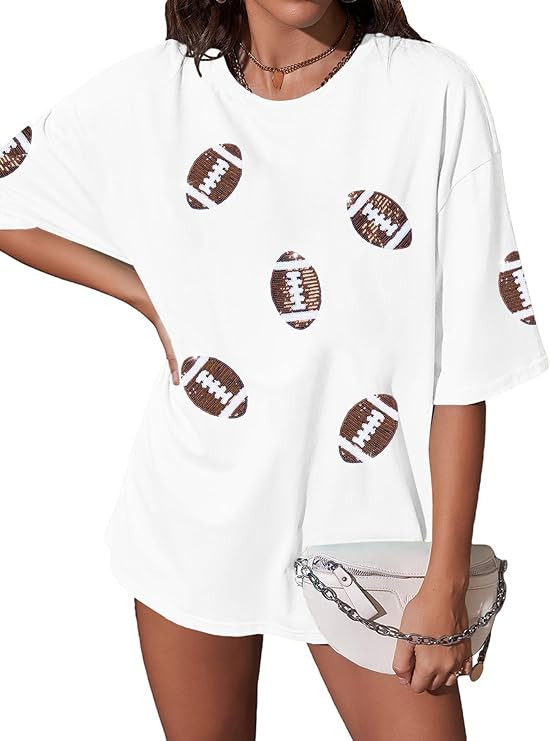 Football Shirts Women Game Day Shirt Sequin Football Graphic Tees | Football Shirts for Women Seq... | Amazon (US)