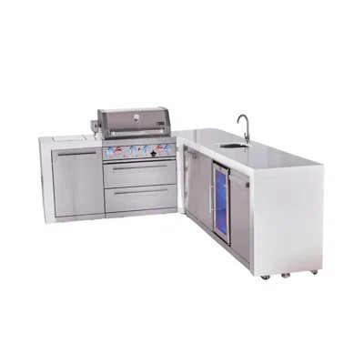 Mont Alpi Premium 4-burner 82"x113" L-shaped 400 Deluxe Stainless Steel Modular Outdoor Kitchen Island Bbq Gas Grill With Side Burner + Beverage Cente | Wayfair North America