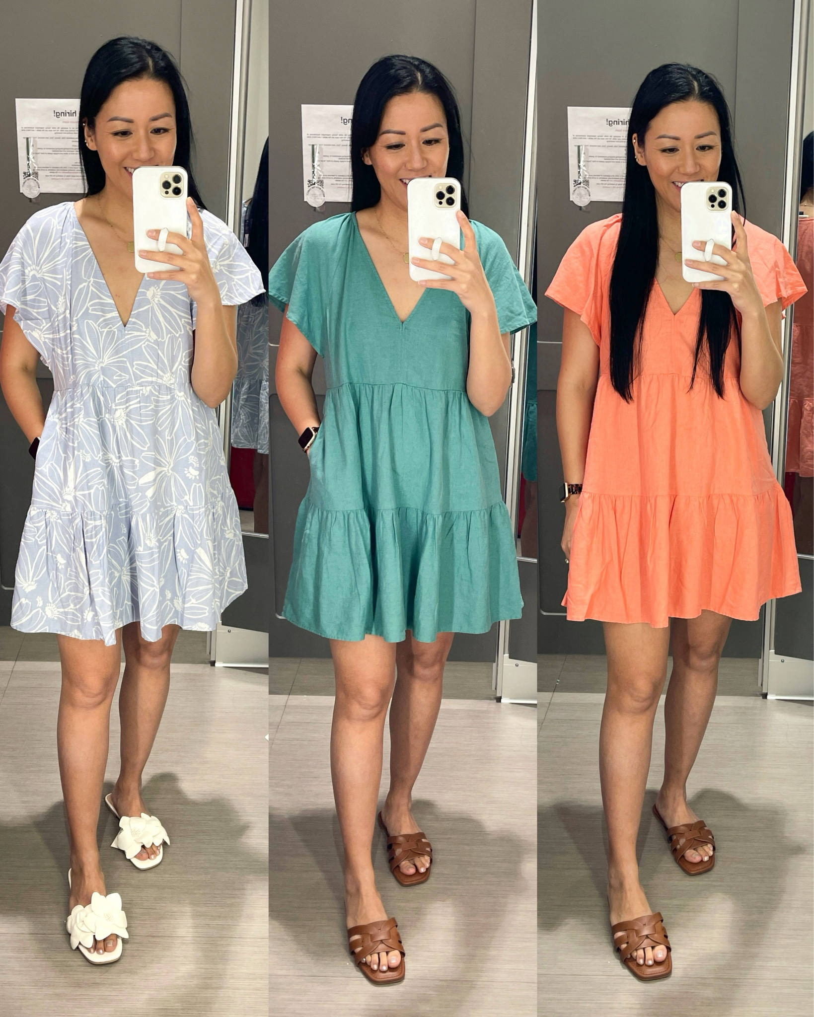 Dresses are not online yet
From left to right- size small, XS, XS 
The orange dress ran slightly shorter than the green dress even though they were the same size 

Sandals are true to size 

Target style
Target dresses 


#LTKstyletip #LTKSeasonal #LTKover40