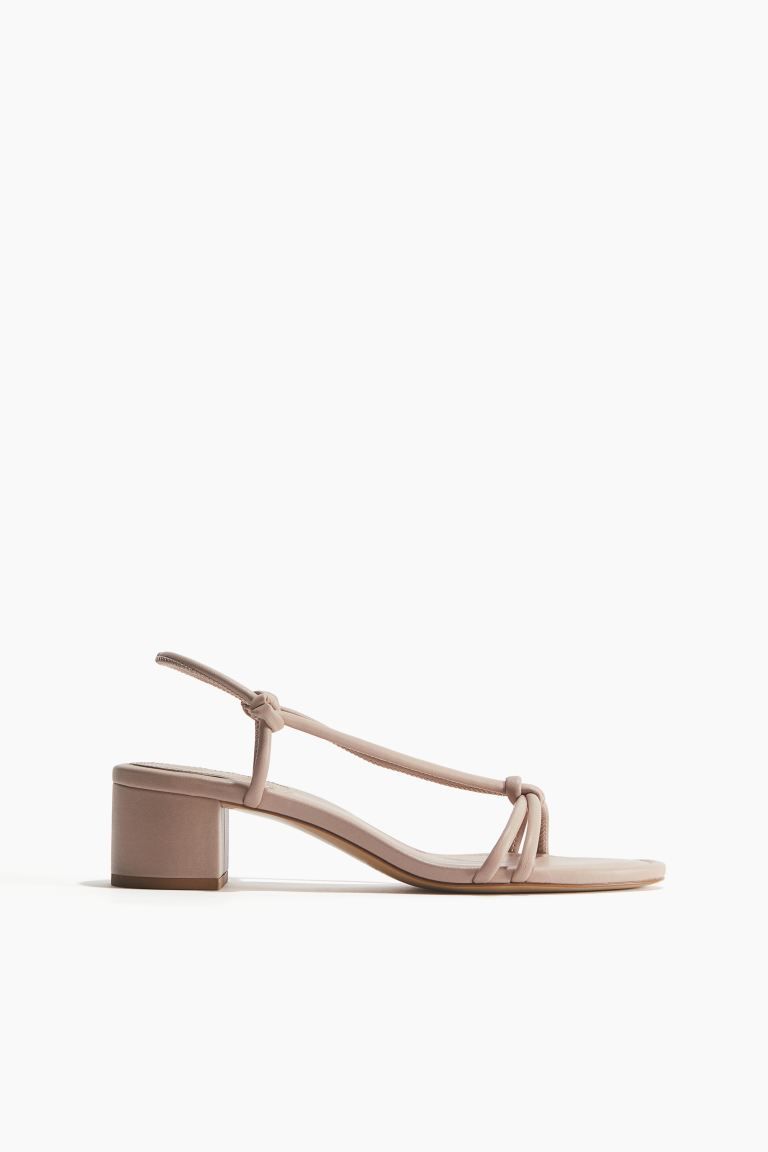 Heeled Strappy Sandals - Low heel - Powder pink - Ladies | H&M US | H&M (US + CA)