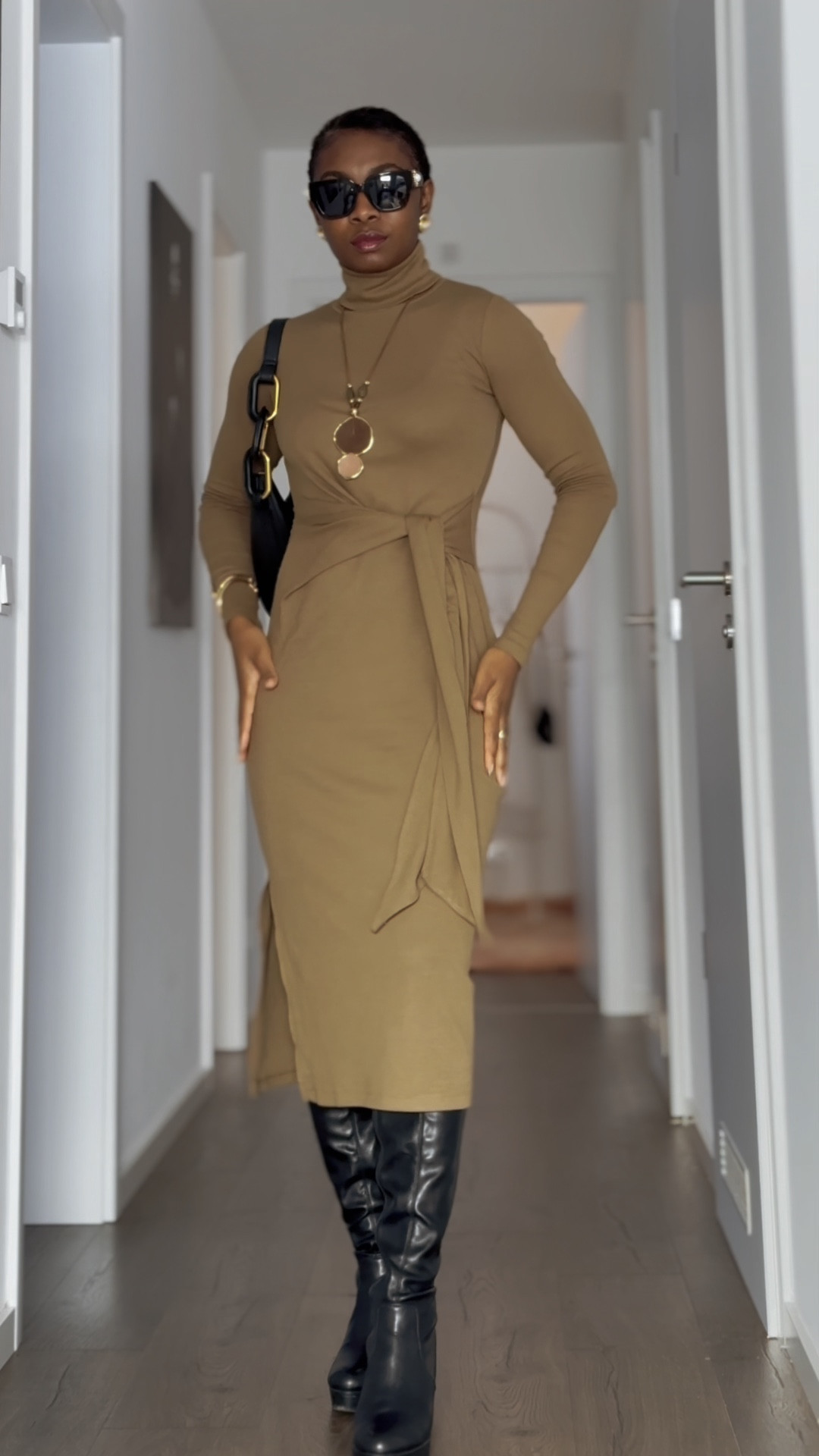 Elegant outfit - This Ralph Lauren tie front turtleneck dress embodies, femininity, elegance and sophistication. Styled with black accessories with gold and brown accents, gives it that classic touch. 

I usually wear a size M (38EU) but with this dress I went one size down to a size S (36 EU) and it fits like a glove 👍

Exact dress linked below 👇🏾 

Don’t forget to follow for more fashion finds and styling inspiration ✨

Find me on IG: @ itsfaithmueller

#LTKluxury #LTKeurope #LTKstyletip