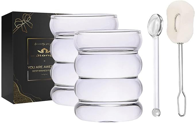 Jlong 2 PCS Creative Glass Cup Vintage Drinking Glasses Entertainment Dinnerware Glassware Bevera... | Amazon (US)