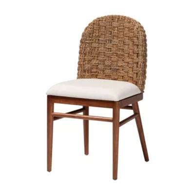 bali & pari Denver Modern Bohemian Walnut Brown Finished Acacia Wood and Seagrass Dining Chair | Belk