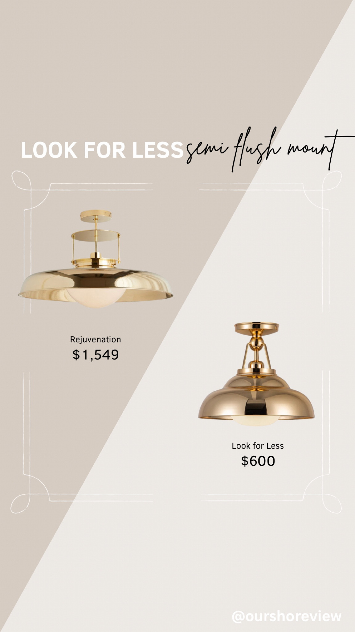 Semi flush brass light fixture, save verses splurge lighting, rejuvenation Ormandy semi-flush fixture, high verses low flush mount fixture, laundry room lighting, entryway lighting, hallway lighting 

#LTKsalealert #LTKstyletip #LTKhome