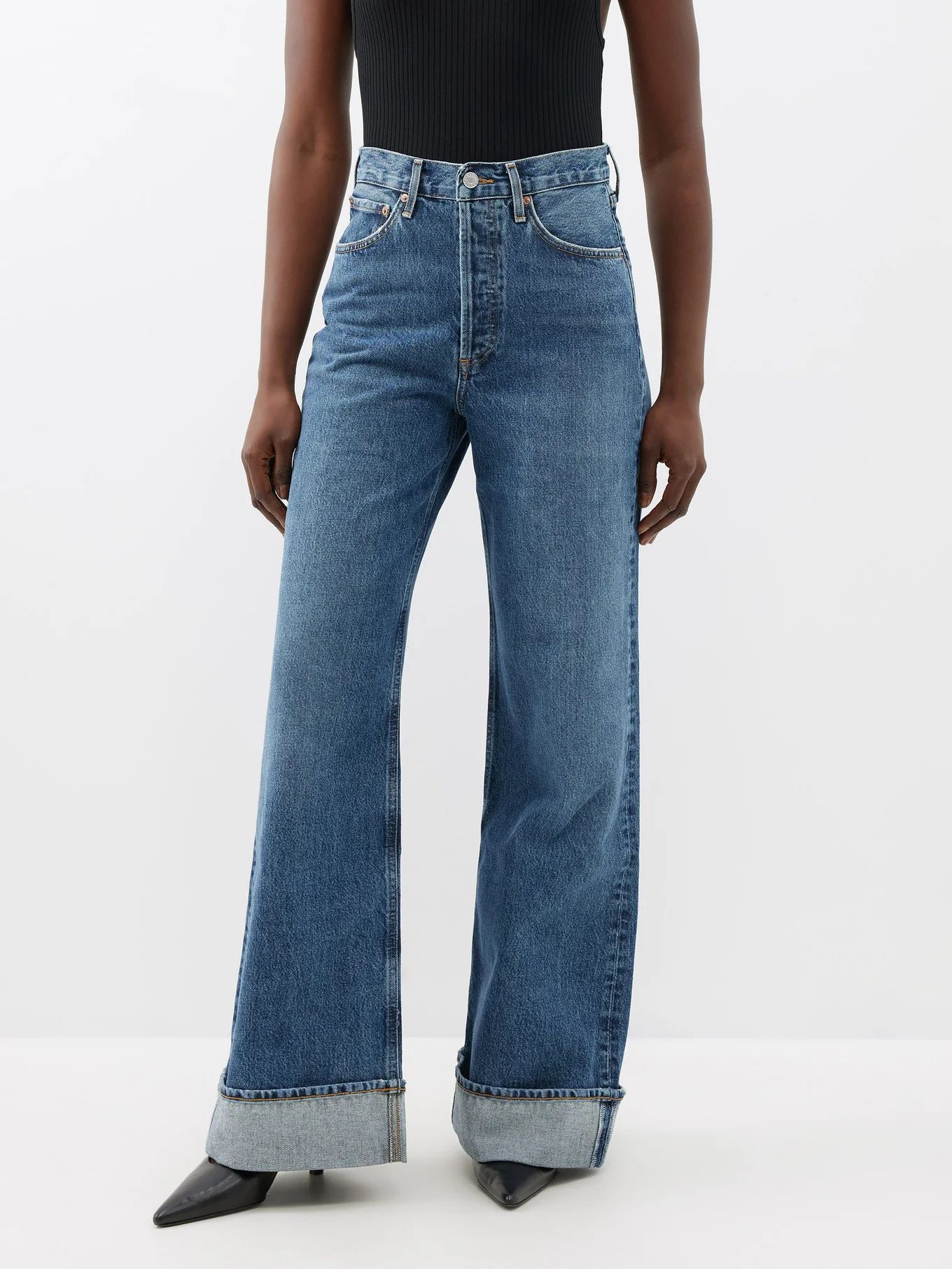 Dame cuffed organic-cotton wide-leg jeans | Agolde | Matches (UK)