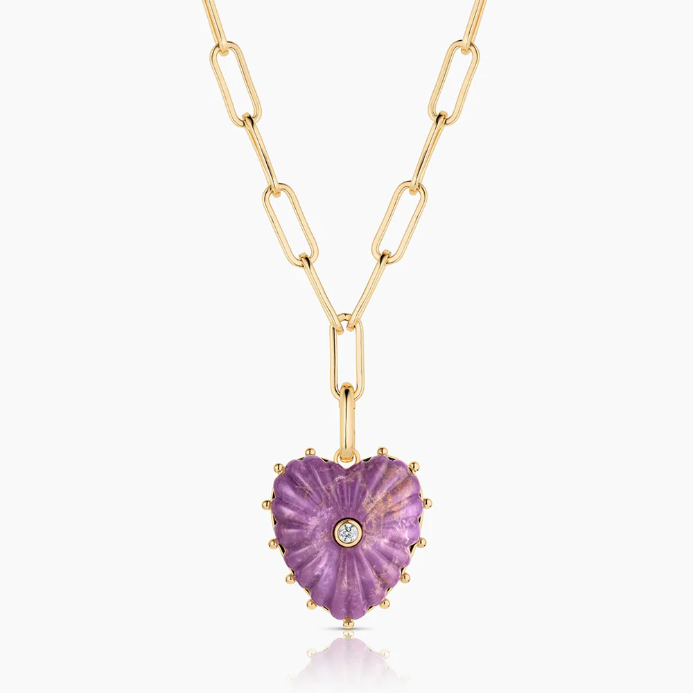 Malene Purple Mica Heart Clip Necklace | Thatch