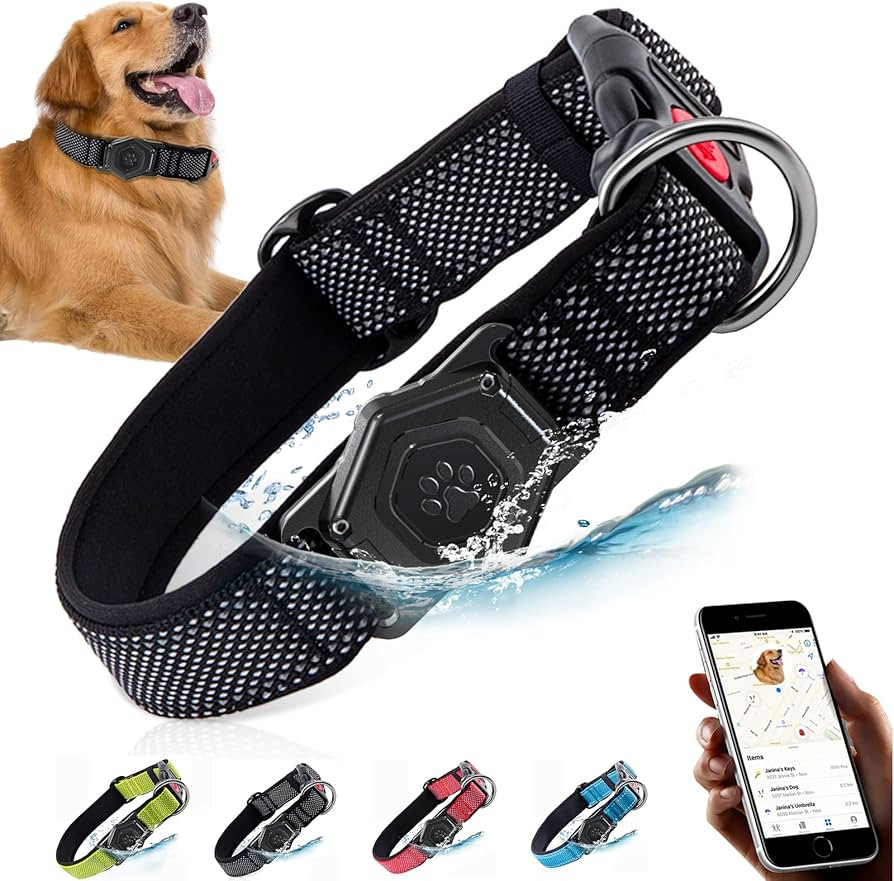 Airtag Dog Collar,Durable Dog Collar with Waterproof Apple Air Tag Holder Case,Adjustable,Soft,an... | Amazon (US)