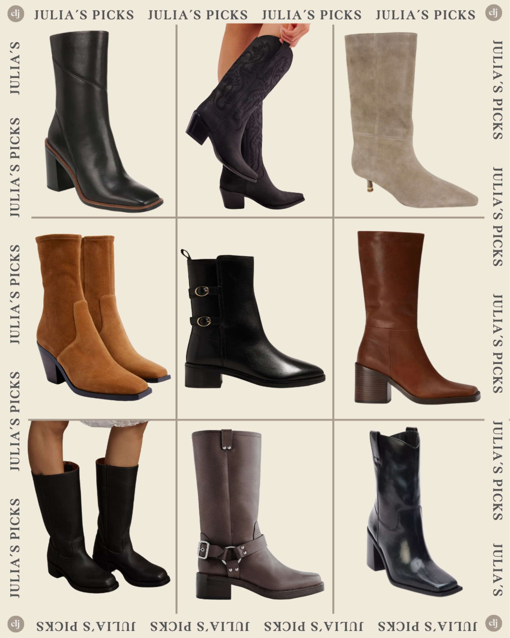 Boot season is here and I’m here to tell you what’s trending 🫶🏻 see my full report on ChrisLovesJulia.com. My picks for mid-rise boots linked below!

#LTKStyleTip #LTKShoeCrush #LTKSeasonal